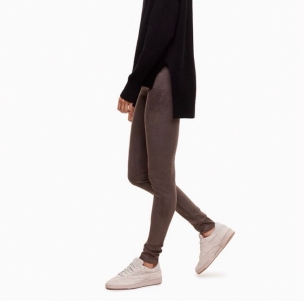 Wilfred XS Daria‎ suede leggings in taupe brown